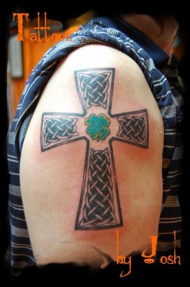 Celtic Cross Tattoo On Right Arm